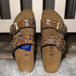 Birkenstock Arizona Shiny Python Brown Snake Sandals